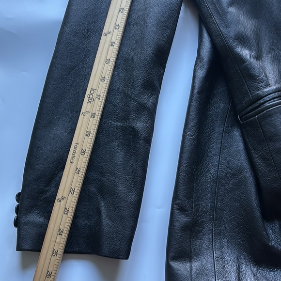 Oakridge Men's Genuine Leather Black Blazer Oversized Long - Picture 8 of 12